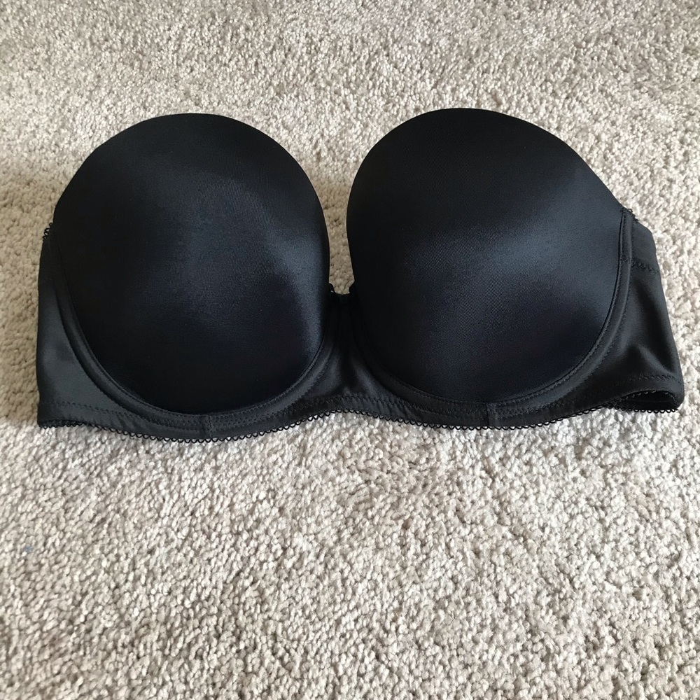 Freya Deco strapless black bra 28h